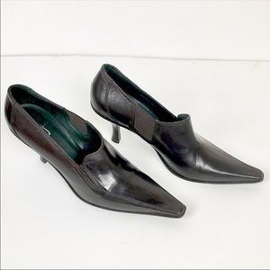Donald J Pliner Leather Booties Espresso Heels 7.5